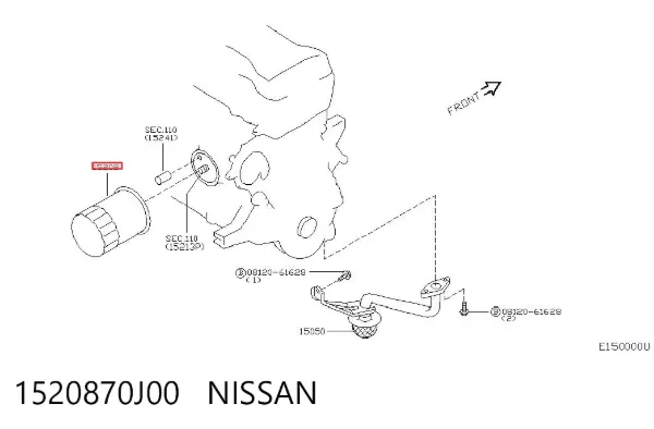 Filtro de óleo 1520870J00 Nissan/Infiniti