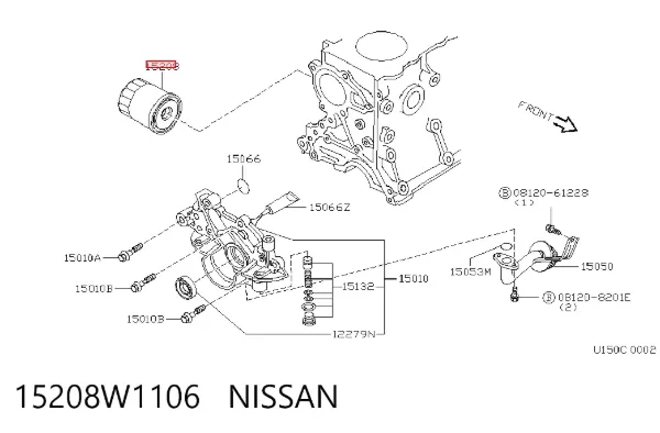 Filtro de óleo 15208W1106 Nissan/Infiniti