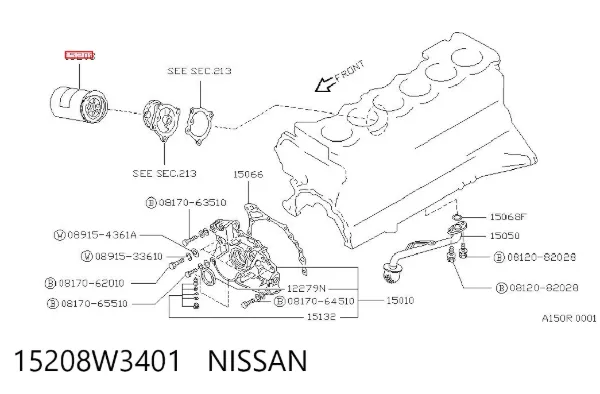 Filtro de óleo 15208W3401 Nissan/Infiniti