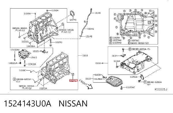 Válvula de regulação de pressão de óleo 1524143U0A Nissan/Infiniti