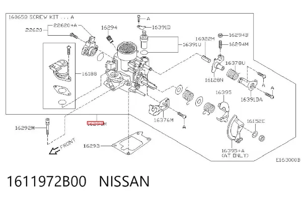Válvula de borboleta montada 1611972B00 Nissan/Infiniti