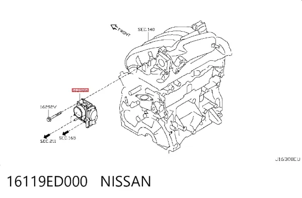 Válvula de borboleta montada 16119ED000 Nissan/Infiniti