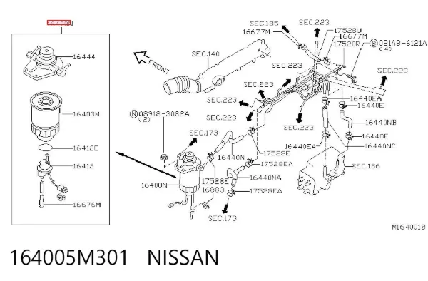Filtro de combustível 164005M301 Nissan/Infiniti