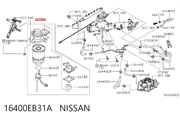 Filtro de combustível 16400EB31A Nissan/Infiniti