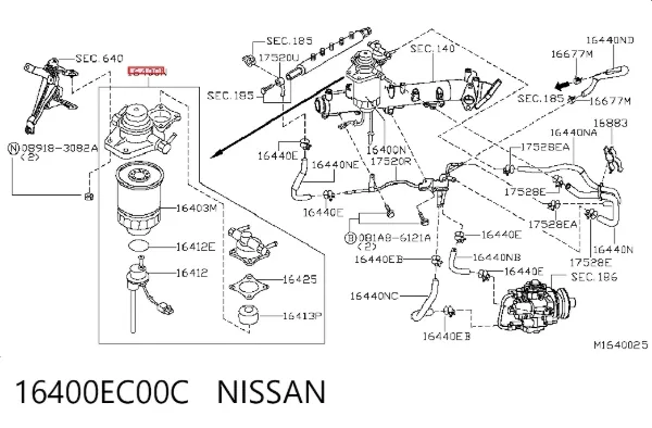 Filtro de combustível 16400EC00C Nissan/Infiniti