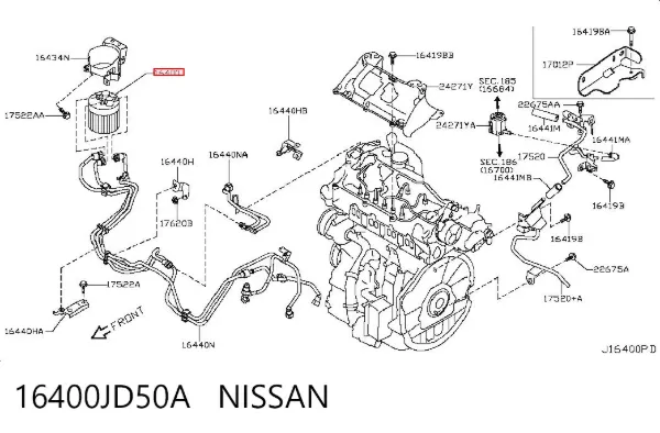 Filtro de combustível 16400JD50A Nissan/Infiniti