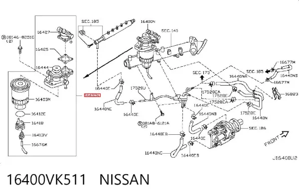 Filtro de combustível 16400VK511 Nissan/Infiniti