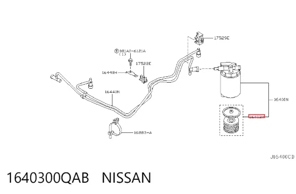 Filtro de combustível 1640300QAB Nissan/Infiniti