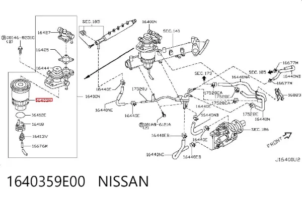 Filtro de combustível 1640359E00 Nissan/Infiniti