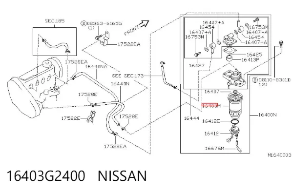 Filtro de combustível 16403G2400 Nissan/Infiniti