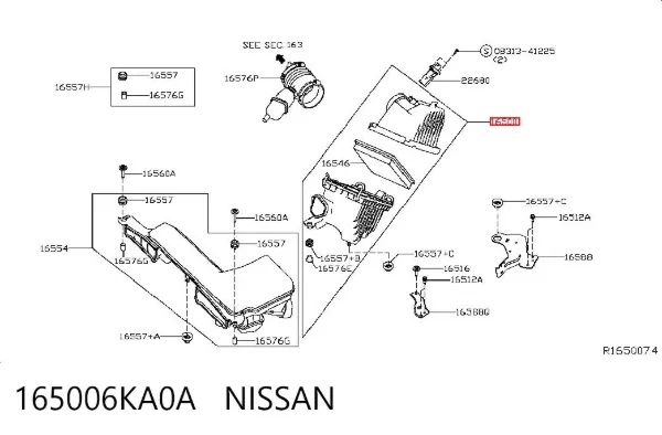 Caixa de filtro de ar 165006KA0A Nissan/Infiniti