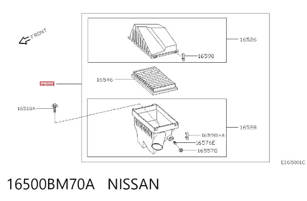Caixa de filtro de ar 16500BM70A Nissan/Infiniti