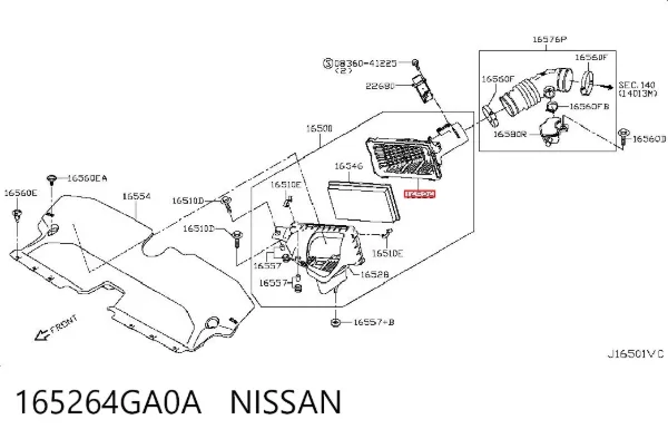 Caixa de filtro de ar, parte superior 165264GA0A Nissan/Infiniti