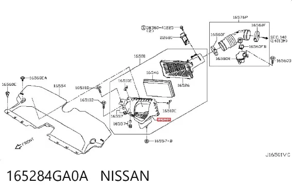 Caixa de filtro de ar 165284GA0A Nissan/Infiniti