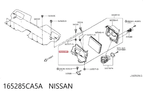 Ressonador de filtro de ar 165285CA5A Nissan/Infiniti