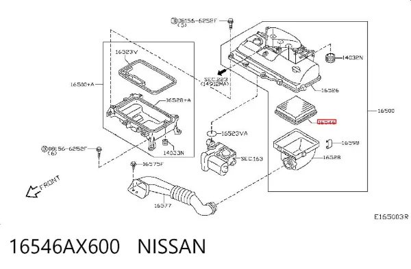 Filtro de ar 16546AX600 Nissan/Infiniti