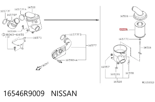Filtro de ar 16546R9009 Nissan/Infiniti