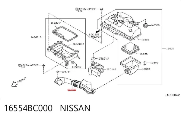 Tomada de ar de filtro de ar Nissan Micra K12