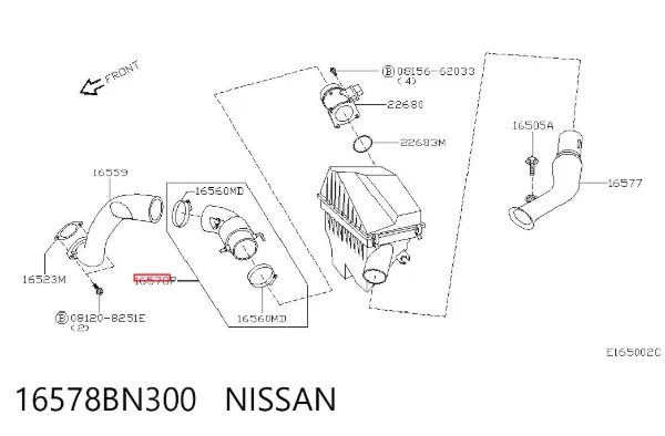 Cano derivado de ar do medidor de consumo do ar 16578BN300 Nissan/Infiniti