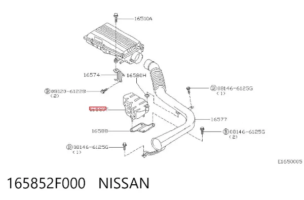 Ressonador de filtro de ar 165852F000 Nissan/Infiniti