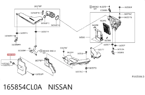 Ressonador de filtro de ar 165855HA1A Renault (RVI)