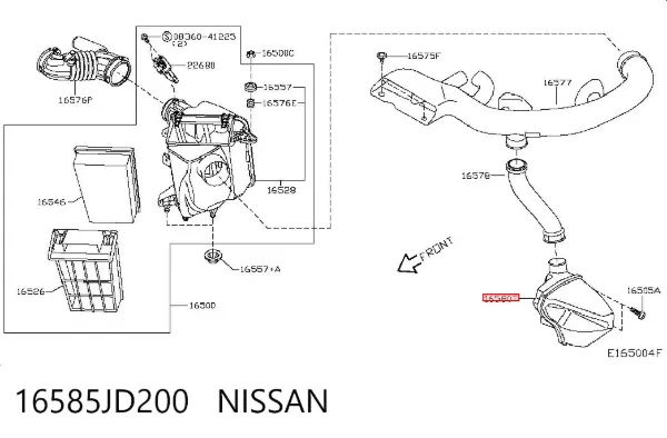 Ressonador de filtro de ar 16585JD200 Nissan/Infiniti