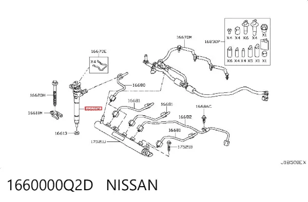 Injetor de injeção de combustível 1660000Q2D Nissan/Infiniti