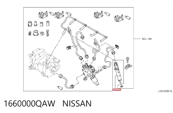 Injetor de injeção de combustível 1660000QAW Nissan/Infiniti