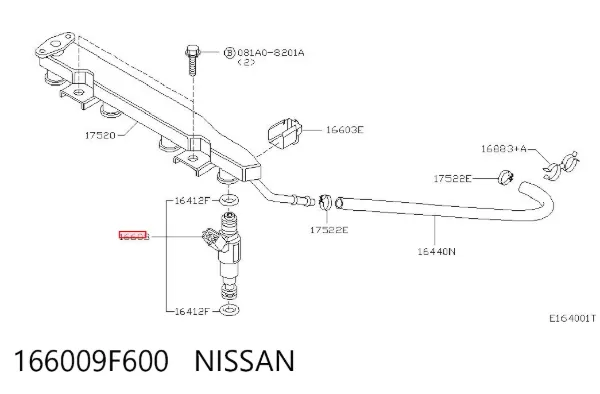 Injetor de injeção de combustível 166009F600 Nissan/Infiniti