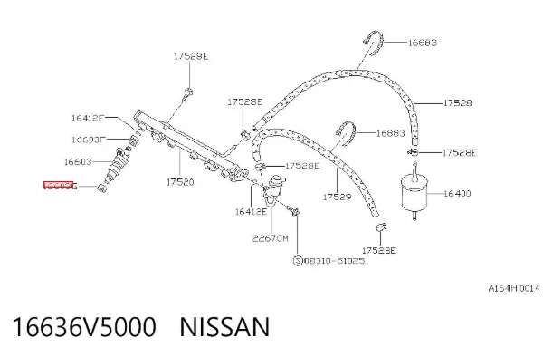 Anel (arruela) do injetor de ajuste 16636V5000 Nissan/Infiniti