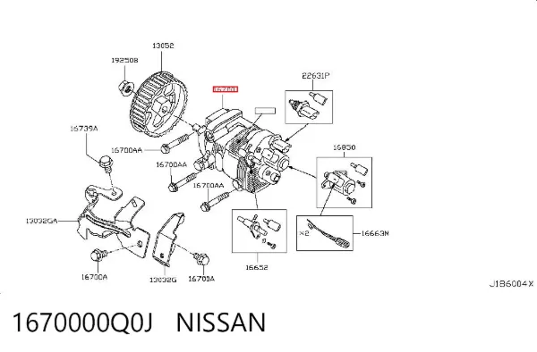 Bomba de combustível de pressão alta 1670000Q0J Nissan/Infiniti