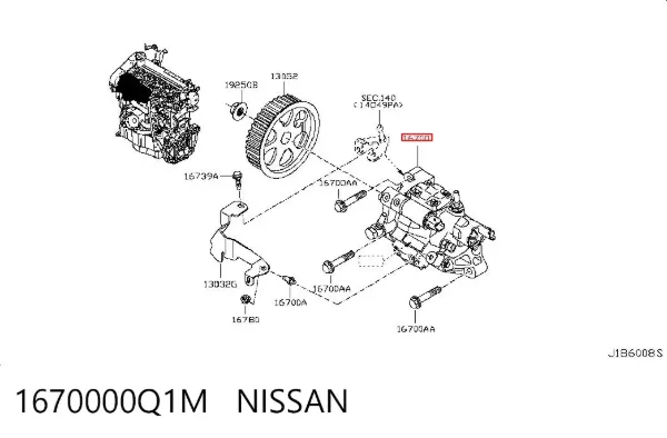 Bomba de combustível de pressão alta 1670000Q1M Nissan/Infiniti