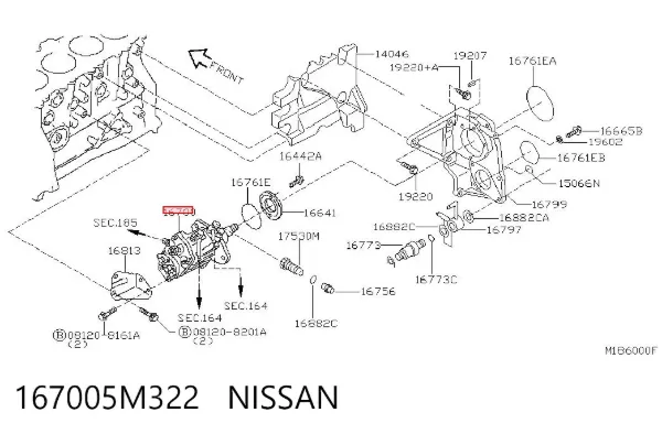 Bomba de combustível de pressão alta 167005M322 Nissan/Infiniti