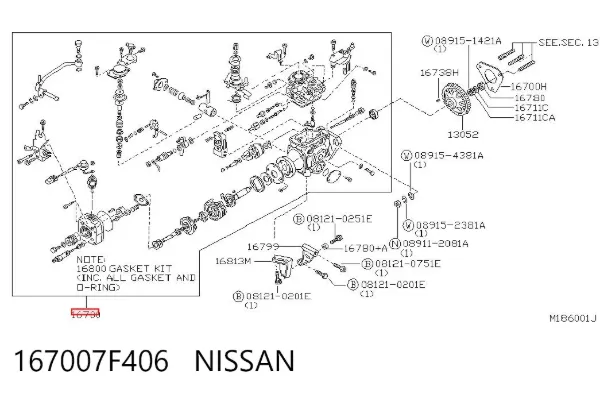 Bomba de combustível de pressão alta 167007F406 Nissan/Infiniti