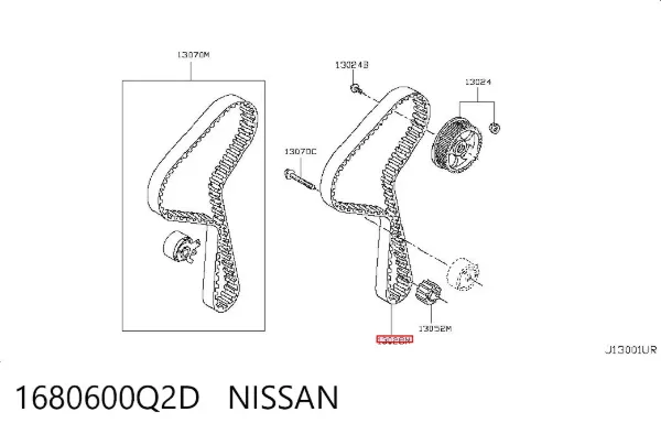 Correia do mecanismo de distribuição de gás, kit 1680600Q2D Nissan/Infiniti
