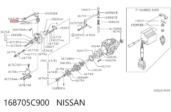 Relê retrator do motor de arranco 168705C900 Nissan/Infiniti