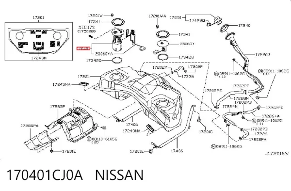 Módulo de bomba de combustível com sensor do nível de combustível 170401CJ0A Nissan/Infiniti