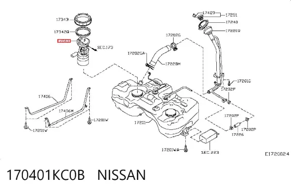 Regulador de pressão de combustível de módulo da bomba de combustível no tanque 170401KC0B Nissan/Infiniti