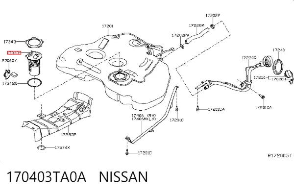 Módulo de bomba de combustível com sensor do nível de combustível Nissan Altima L33