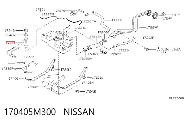 Bomba de combustível elétrica submersível 170405M300 Nissan/Infiniti