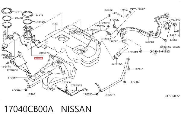 Bomba de combustível elétrica submersível 17040CB00A Nissan/Infiniti