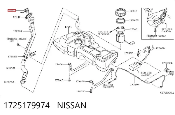 Tampa (tampão) do tanque de combustível 1725179974 Nissan/Infiniti