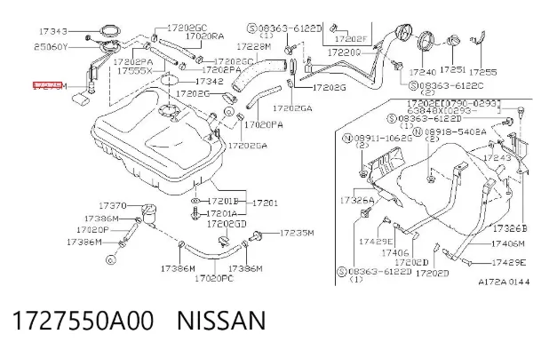 Filtro de combustível 1727550A00 Nissan/Infiniti
