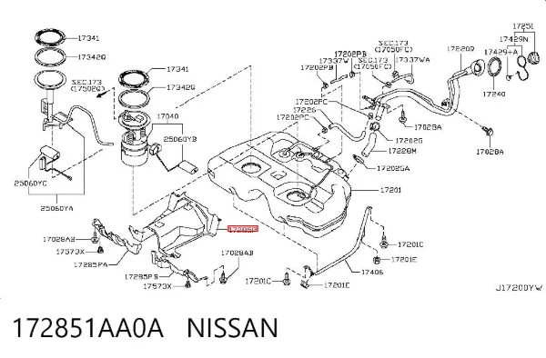 Proteção de fundo, do tanque de combustível 172851AA0A Nissan/Infiniti