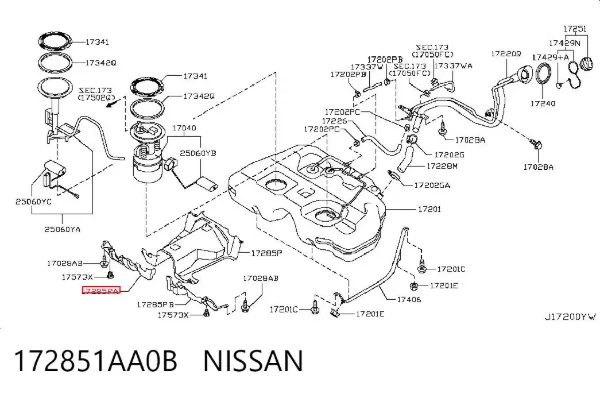Proteção de fundo, do tanque de combustível 172851AA0B Nissan/Infiniti