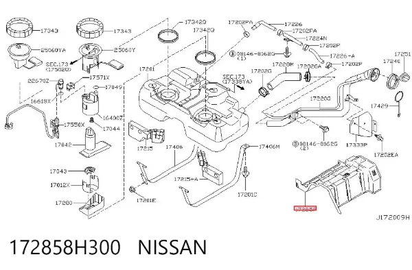 Proteção de fundo, do tanque de combustível 172858H300 Nissan/Infiniti