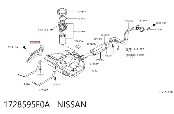Proteção de fundo, do tanque de combustível 1728595F0A Nissan/Infiniti