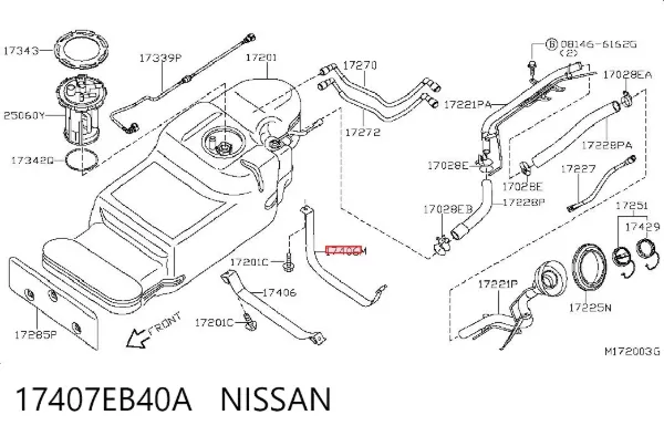 Consola de tanque de combustível 17407EB40A Nissan/Infiniti