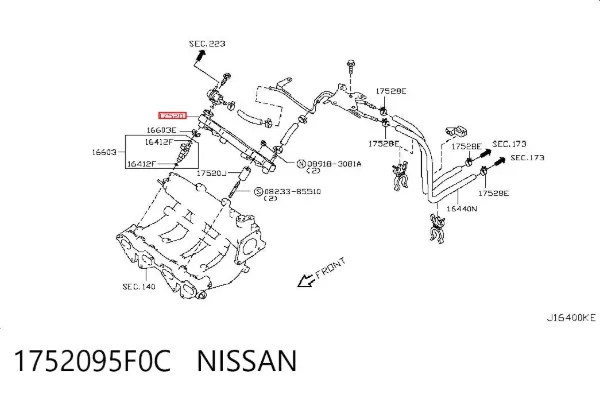 Distribuidor de combustível (rampa) 1752095F0C Nissan/Infiniti