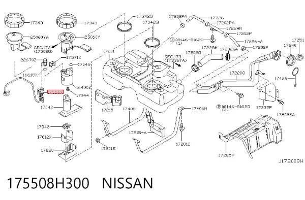 Tubo de combustível, inverso desde os injetores 175508H300 Nissan/Infiniti